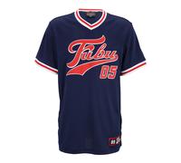 T-Shirt FUBU "Fubu FBMQ41906 Fubu Mesh Tee", Herren, Gr. S, navy, rot, weiß, 100% Polyester, bedruckt, oversize, V-Ausschnitt, Shirts T-Shirt (68218665-S) navy, rot, weiß