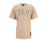 T-Shirt FUBU "Fubu Herren FM231-002-1 FUBU Vintage Lacque Mesh Tee", Damen, Gr. L, sand, 100% Polyester, bedruckt, relaxed fit, Rundhals, Shirts T-Shirt (89680466-L) sand