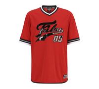 T-Shirt FUBU "Fubu Herren FM231-011-2 FUBU Varsity Lacquered Mesh Tee", Herren, Gr. M, rot, schwarz, 100% Polyester, bedruckt, oversize, Rundhals, Shirts T-Shirt (66214366-M) rot, schwarz