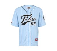 T-Shirt FUBU "Fubu Herren FM232-003-3 FUBU Varsity Pinstripe Baseball Jersey", Herren, Gr. XL, lightblau, schwarz, 100% Polyester, gestreift, loose fit, V-Ausschnitt, Shirts T-Shirt (81729324-XL) ligh