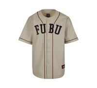 T-Shirt FUBU "Fubu Herren FM233-007-1 FUBU College Leather Baseball Jersey", Jungen, Gr. M, beige (creme, schwarz, braun), 100% Polyurethan, unifarben, normal, V-Ausschnitt, Shirts T-Shirt (10905633-M