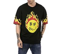 T-Shirt für Herren Oversize Kurzarm Baumwolle Rundhals Streetstyle Schwarz XL