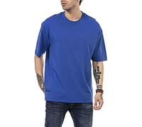 T-Shirt für Herren Oversize Kurzarm Baumwolle Rundhals Streetwear Blau XL