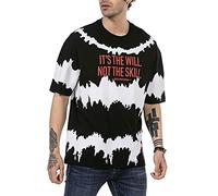 T-Shirt für Herren Oversize Kurzarm Baumwolle Rundhals Streetwear Schwarz XL