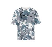T-Shirt für Herren Oversize Kurzarm Baumwolle Rundhals Tie Dye Blau XL