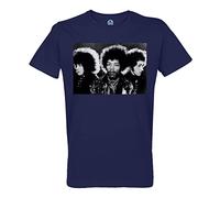 T-Shirt für Herren, Rundhalsausschnitt, Bio-Baumwolle, The Jimi Hendrix Experience Rock 70er Vintage Gruppe, blau, M