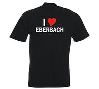 T-Shirt für Herren schwarz - S - Stadt - i Love Eberbach - Name Herz - witziges Funshirt - lustige Motive - Unisex Baumwollshirt - hochwertiger Aufdruck - Männershirt mit Print