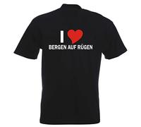 T-Shirt für Herren schwarz - XXL - Stadt - i Love Bergen auf Rügen - Name Herz - witziges Funshirt - lustige Motive - Unisex Baumwollshirt - hochwertiger Aufdruck - Männershirt mit Print