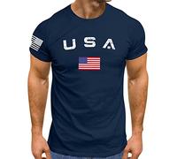 T Shirt Für Herren USA Flag American Patriotic College Retro US Flagge Amerika Bequem Streetstyle Sportshirt Atmungsaktiv Laufshirt Leichte Trainingsshirt Sommer Kurzarm T-Shirt für Männer