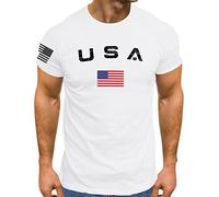 T Shirt Für Herren USA Flag American Patriotic College Retro US Flagge Amerika Bequem Streetstyle Sportshirt Atmungsaktiv Laufshirt Leichte Trainingsshirt Sommer Kurzarm T-Shirt für Männer
