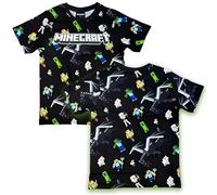 T-Shirt für Kinder Creeper Minecraft - T-Shirt für Jungen schwarz aus Baumwolle mit offiziellem Aufdruck - Kinder-T-Shirt Gadget Minecraft - Geschenkidee für Videospiel-Liebhaber, Schwarz , 6 Jahre