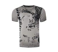 T-Shirt für Männer T Shirt Weiß S M L XL XXL 3XL Kurzarm Rundhals American Eagle X Adler Print 235, Farbe:Anthrazit, Größe S-3XL:L