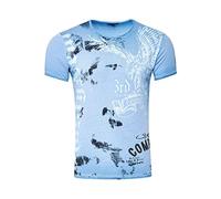 T-Shirt für Männer T Shirt Weiß S M L XL XXL 3XL Kurzarm Rundhals American Eagle X Adler Print 235, Farbe:Blau, Größe S-3XL:XL
