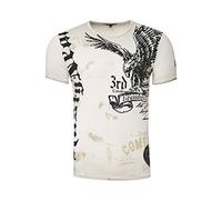 T-Shirt für Männer T Shirt Weiß S M L XL XXL 3XL Kurzarm Rundhals American Eagle X Adler Print 235, Größe S-3XL:M, Farbe:Beige