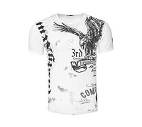 T-Shirt für Männer T Shirt Weiß S M L XL XXL 3XL Kurzarm Rundhals American Eagle X Adler Print 235, Farbe:Weiß, Größe S-3XL:XXL