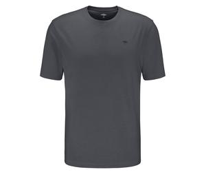 T-Shirt FYNCH-HATTON "FYNCH-HATTON Basic T-Shirt", Herren, Gr. 4XL (68/70), grau (dunkelgrau), Jersey, Obermaterial: 100% Baumwolle, bestickt, unifarben, normal hüftbedeckend, Rundhals, abgerundeter S