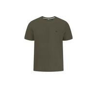 T-Shirt FYNCH-HATTON "FYNCH-HATTON Basic T-Shirt", Herren, Gr. L, grün (schwarz khaki), Jersey, Obermaterial: 100% Baumwolle, bestickt, unifarben, normal hüftbedeckend, Rundhals, Shirts T-Shirt, mit R