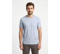 T-Shirt FYNCH-HATTON "FYNCH-HATTON Basic T-Shirt", Herren, Gr. M, blau (summer breeze), Single Jersey, Obermaterial: 100% Baumwolle, bestickt, unifarben, normal hüftbedeckend, Rundhals, abgerundeter S