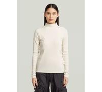 T-Shirt G-STAR "A Line Slim Rib Mock T-Shirt", Damen, Gr. XL, beige (milk), Obermaterial: 94% Baumwolle, 6% Elasthan, Shirts T-Shirt (49177219-XL) milk