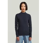 T-Shirt G-STAR "A Line Slim Rib Mock T-Shirt", Damen, Gr. XS, blau (osaka blau), Obermaterial: 94% Baumwolle, 6% Elasthan, Shirts T-Shirt (16966449-XS) osaka blau