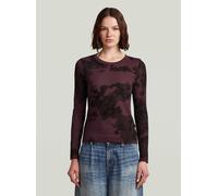 T-Shirt G-STAR "Allover Print Slim T-Shirt", Damen, Gr. S, lila (maroon forest camo), Obermaterial: 100% Baumwolle, Shirts T-Shirt (82032555-S) maroon forest camo