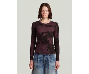 T-Shirt G-STAR "Allover Print Slim T-Shirt", Damen, Gr. S, lila (maroon forest camo), Obermaterial: 100% Baumwolle, Shirts T-Shirt (82032555-S) maroon forest camo