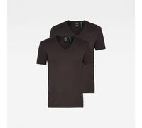 G-star Base Ribbed Premium 1 By 1 Kurzarm-t-shirt Mit V-ausschnitt 2 Einheiten M Black