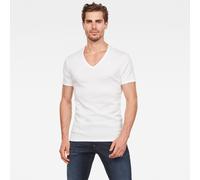 G-star Base Ribbed Premium 1 By 1 Kurzarm-t-shirt Mit V-ausschnitt 2 Einheiten M White