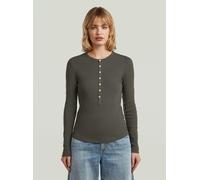 G-Star Raw Slim Fit Longsleeve mit Rundhalsausschnitt und Knopfleiste in Graphit, Größe M