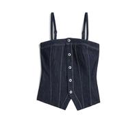 T-Shirt G-STAR "Kick Bustier Top", Damen, Gr. M, blau (rinsed), Obermaterial: 50% Baumwolle, 30% Baumwolle, 20% Baumwolle, Shirts T-Shirt (23716757-M) rinsed