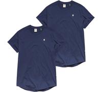 T-Shirt G-STAR "Lash 2er Pack", Herren, Gr. L, blau (sartho blau, sartho blau), Jersey, Obermaterial: 100% Baumwolle, unifarben, relaxed fit, Rundhals, mit Umschlag, Shirts T-Shirt, aus Baumwolle (203