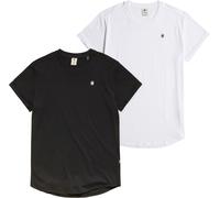 T-Shirt G-STAR "Lash 2er Pack", Herren, Gr. S, schwarz-weiß (weiß, schwarz), Jersey, Obermaterial: 100% Baumwolle, unifarben, relaxed fit, Rundhals, mit Umschlag, Shirts T-Shirt, aus Baumwolle (377233