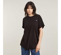 T-Shirt G-STAR "Lash fem loose", Damen, Gr. XS, schwarz (dk schwarz), Jersey, Obermaterial: 100% Baumwolle, unifarben, loose fit, Rundhals, mit Umschlag, Shirts T-Shirt, mit fixiertem Umschlagsaum (27