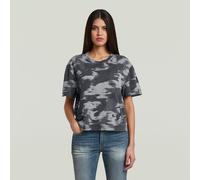 T-Shirt G-STAR "Regular Camo r t wmn", Damen, Gr. XL, grau (keian motion camo), Single Jersey, Obermaterial: 100% Baumwolle, gemustert, regular fit hüftlang, Rundhals, abgesteppte Kante, Shirts T-Shir