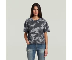 T-Shirt G-STAR "Regular Camo r t wmn", Damen, Gr. XXL, grau (keian motion camo), Single Jersey, Obermaterial: 100% Baumwolle, gemustert, regular fit hüftlang, Rundhals, abgesteppte Kante, Shirts T-Shi