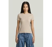 T-Shirt G-STAR "Rib Cap Sleeve", Damen, Gr. M (38), beige (dk brick), Rippware, Obermaterial: 94% Baumwolle, 6% Elasthan, unifarben, casual, slim fit, Rundhals, Kurzarm, Shirts, aus Rippjersey (799916