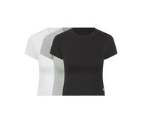 T-Shirt G-STAR "SERPENTINE, 3 PACK BABY TEES", Damen, Gr. M, schwarz (hellweiß, light grau marl, schwarz), Jersey, Obermaterial: 95% Modal, 5% Elasthan, unifarben, figurbetont taillenlang, Rundhals, a