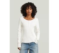 T-Shirt G-STAR "Slim Henley Long Sleeve T-Shirt", Damen, Gr. S, weiß (milk), Obermaterial: 94% Baumwolle, 6% Elasthan, Shirts T-Shirt (62587107-S) milk