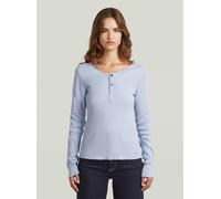T-Shirt G-STAR "Slim Henley Long Sleeve T-Shirt", Damen, Gr. XXL, lt wave, Obermaterial: 94% Baumwolle, 6% Elasthan, Shirts T-Shirt (75233012-XXL) lt wave