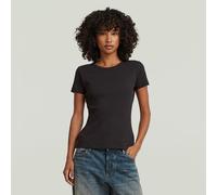 T-Shirt G-STAR "Slim Rib Wmn", Damen, Gr. XL, schwarz (dk schwarz), Single Jersey, Obermaterial: 98% Baumwolle, 2% Elasthan, unifarben, slim fit hüftlang, Rundhals, abgesteppte Kante, Shirts T-Shirt,