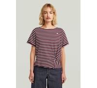 T-Shirt G-STAR "Striped Knot Top", Damen, Gr. M, maroon, milk stripe, Obermaterial: 100% Baumwolle, Shirts T-Shirt (60443908-M) maroon, milk stripe