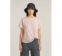 T-Shirt G-STAR "Striped Knot Top", Damen, Gr. S, lt chalk, liquid pink stripe, Obermaterial: 100% Baumwolle, Shirts T-Shirt (64348901-S) lt chalk, liquid pink stripe