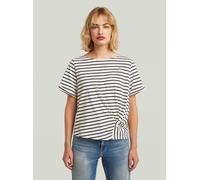 T-Shirt G-STAR "Striped Knot Top", Damen, Gr. S, milk, deep braun stripe, Obermaterial: 100% Baumwolle, Shirts T-Shirt (40240042-S) milk, deep braun stripe