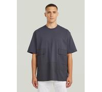 T-Shirt G-STAR "Utility Fabric Mix T-Shirt", Herren, Gr. L, grau (petrol), Obermaterial: 100% Baumwolle, Shirts T-Shirt (86924531-L) petrol