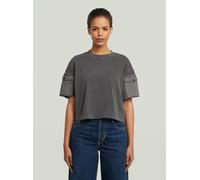 T-Shirt G-STAR "Washed Mix Boxy Cropped T-Shirt", Damen, Gr. XXS, grau (dk schwarz gd), Obermaterial: 100% Baumwolle, Shirts T-Shirt (63087536-XXS) dk schwarz gd