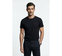 T-Shirt GANT "CONTRAST LOGO", Herren, Gr. L, schwarz, Web, Obermaterial: 100% Baumwolle, unifarben, regular fit normal, Rundhals, eingesetzt abgesteppte Kante, Shirts T-Shirt, Regular fit mit Rundhals