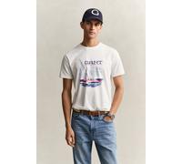 T-Shirt GANT "GRAPHIC", Damen, Gr. XL, eggshell, Jersey, Obermaterial: 100% Baumwolle, unifarben, regular fit normal, Rundhals, eingesetzt abgesteppte Kante, Shirts T-Shirt, Regular fit mit Rundhalsau