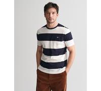 T-Shirt GANT, Herren, Gr. 3XL, beige (eggshell), Jersey, Obermaterial: 100% Baumwolle, gestreift, Rundhals, Shirts T-Shirt (57862439-XXXL)