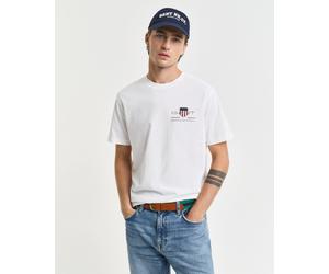 T-Shirt GANT "REG ARCHIVE SHIELD EMB SS T-SHIRT", Herren, Gr. 4XL, weiß, Obermaterial: 100% Baumwolle, unifarben, regular fit hüftlang, Rundhals, abgesteppte Kante, Shirts T-Shirt, von dem Archiv aus