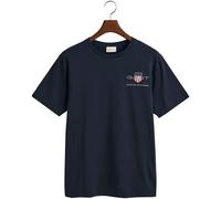 T-Shirt GANT "REG ARCHIVE SHIELD EMB SS T-SHIRT", Herren, Gr. L, blau (evening blau), Jersey, Obermaterial: 100% Baumwolle, unifarben, regular fit hüftlang, Rundhals, abgesteppte Kante, Shirts T-Shirt